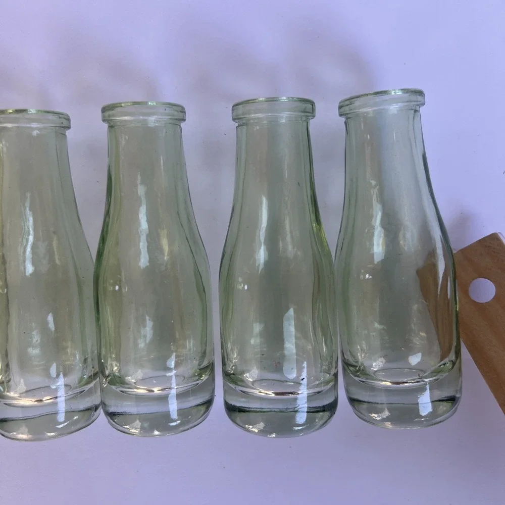 Set of 6 VTG Mini Clear Green Tint Bud Vases 2 oz – Small Flower Bottles 4